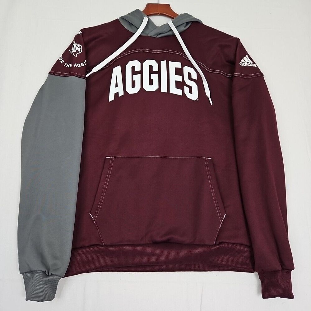Adidas NCAA Texas A&M Aggies Maroon Grey Pullover Hoodie‎ Men's Small
